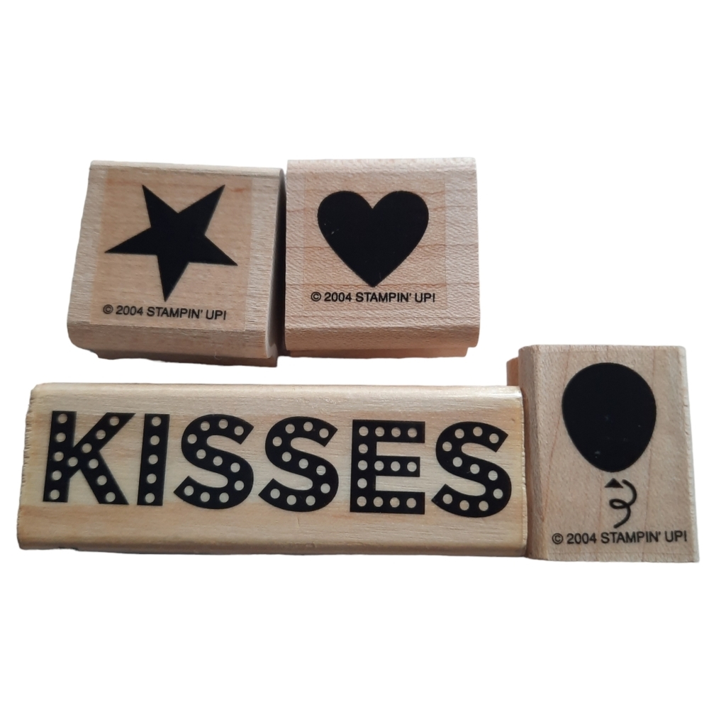Stampin 'Up Retired Kisses 4 Pieces Wood Mounted Stamps